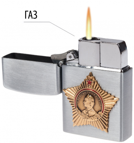 Дизайнерская зажигалка с металлической накладкой "Орден Суворова" 