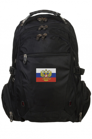 Стильный городской рюкзак с нашивкой Гербом России (29 л) 