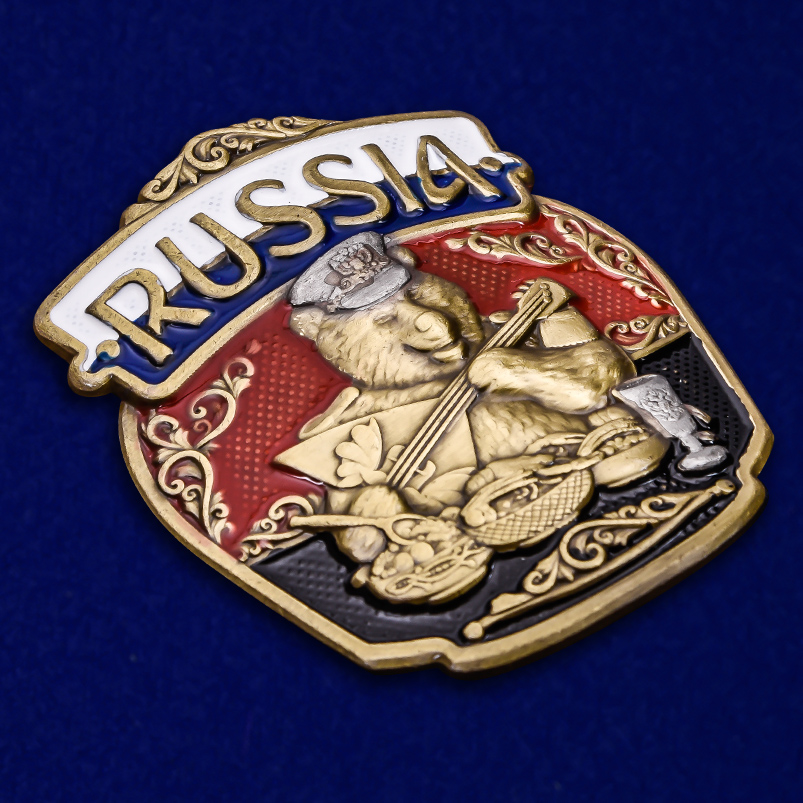 Патриотическая накладка "RUSSIA" с медведем 