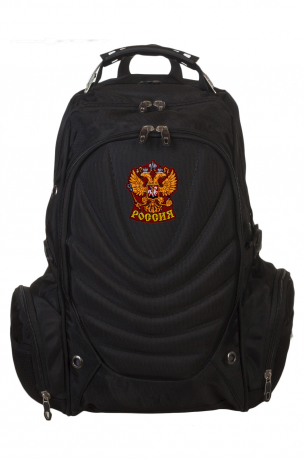 Надежный черный рюкзак с гербом России (29 л) 