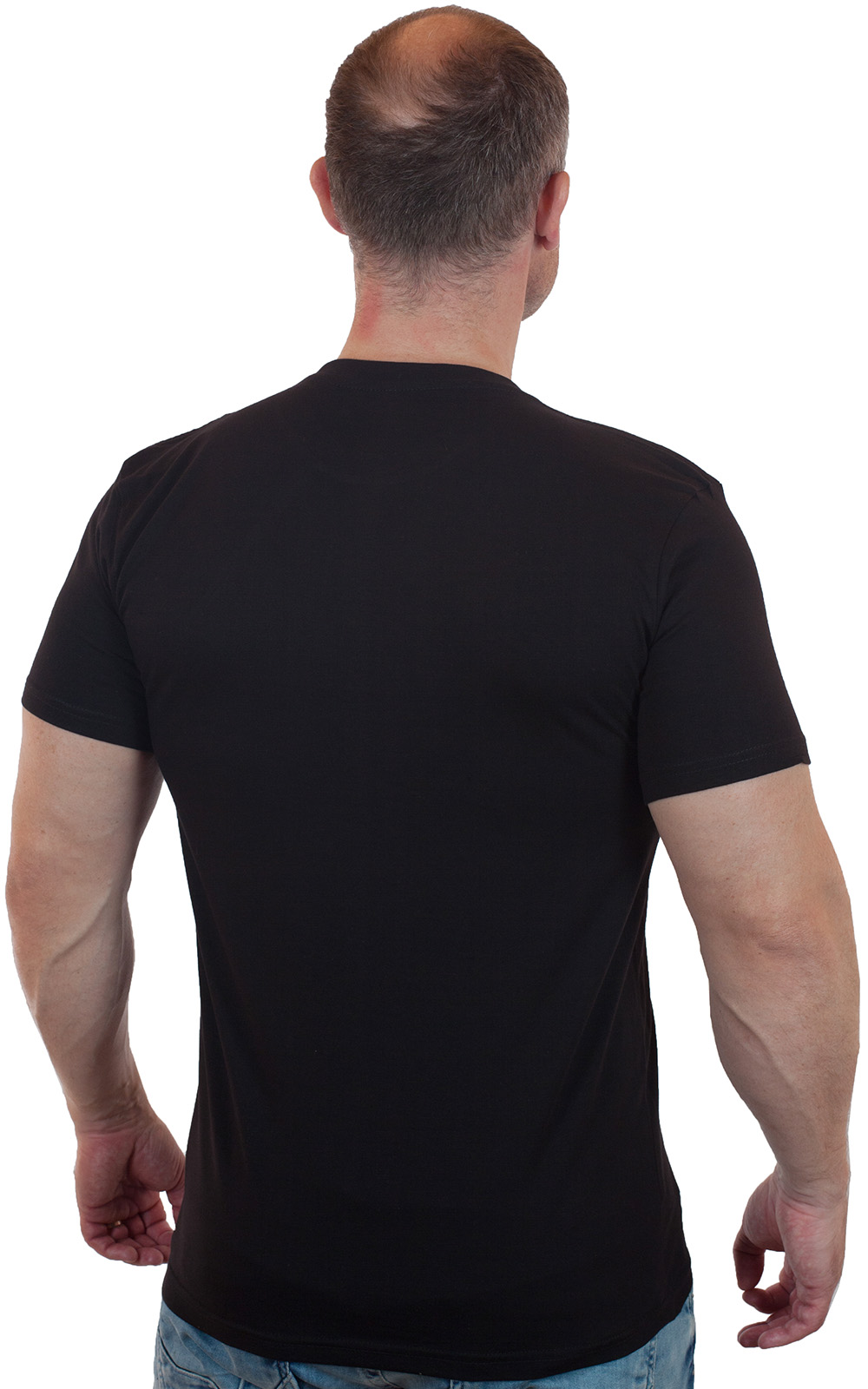 Классная черная футболка с оригинальным принтом 