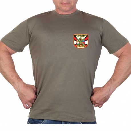 Оливковая футболка с термотрансфером "РВиА" 