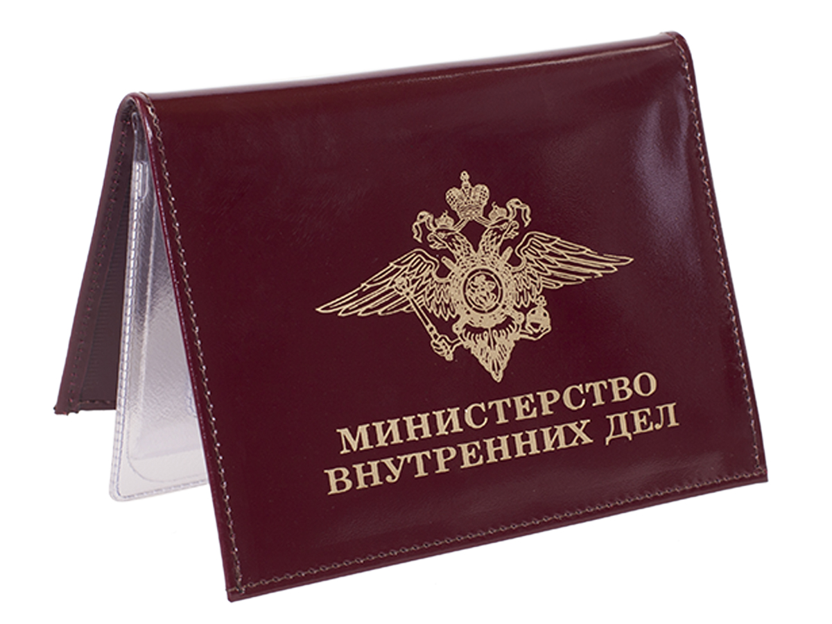 Мужское кожаное портмоне с жетоном МВД России 