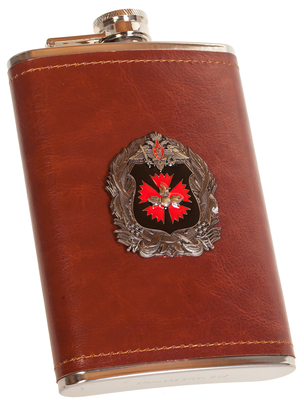Мужская оригинальная фляга с эмблемой ГУ ГШ ВС РФ 