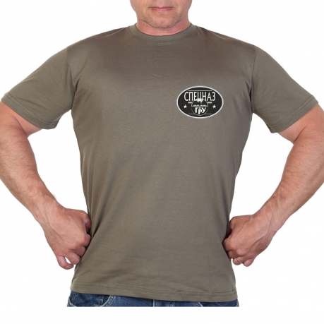 Оливковая футболка с термотрансфером "Спецназ ГРУ" 