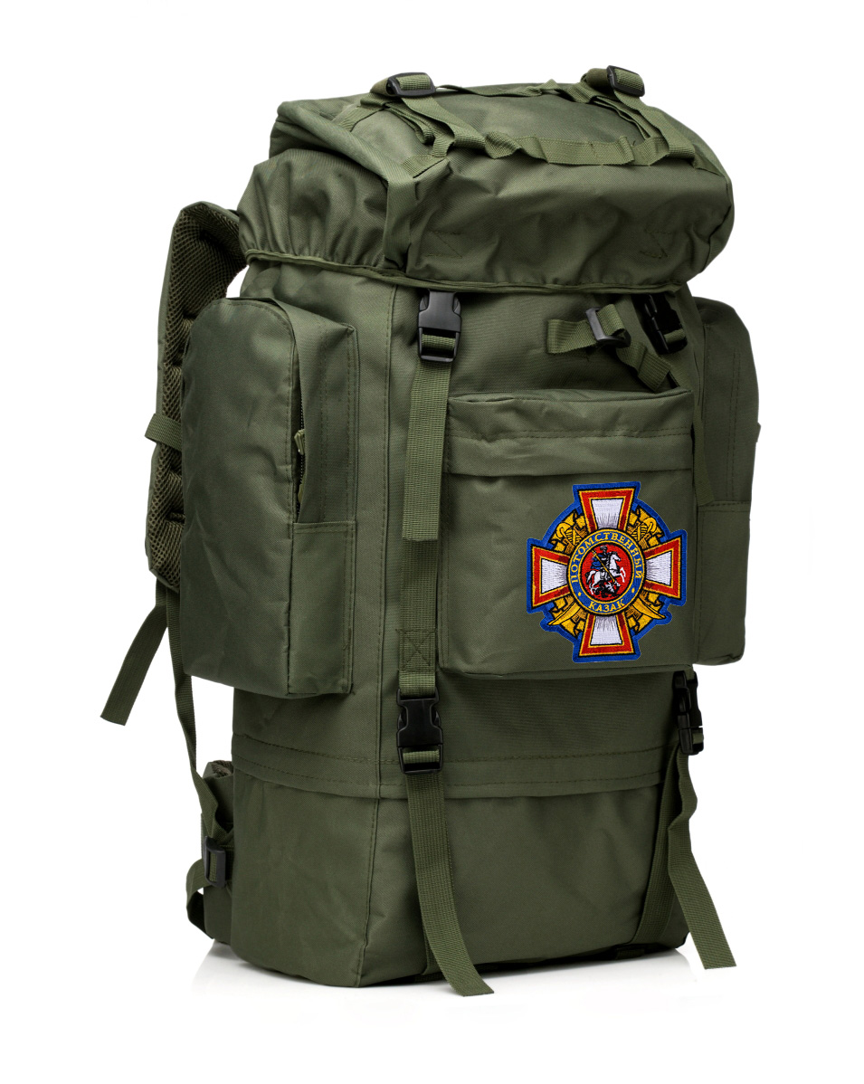 Многодневный удобный рюкзак с нашивкой Потомственный Казак (60 л) 