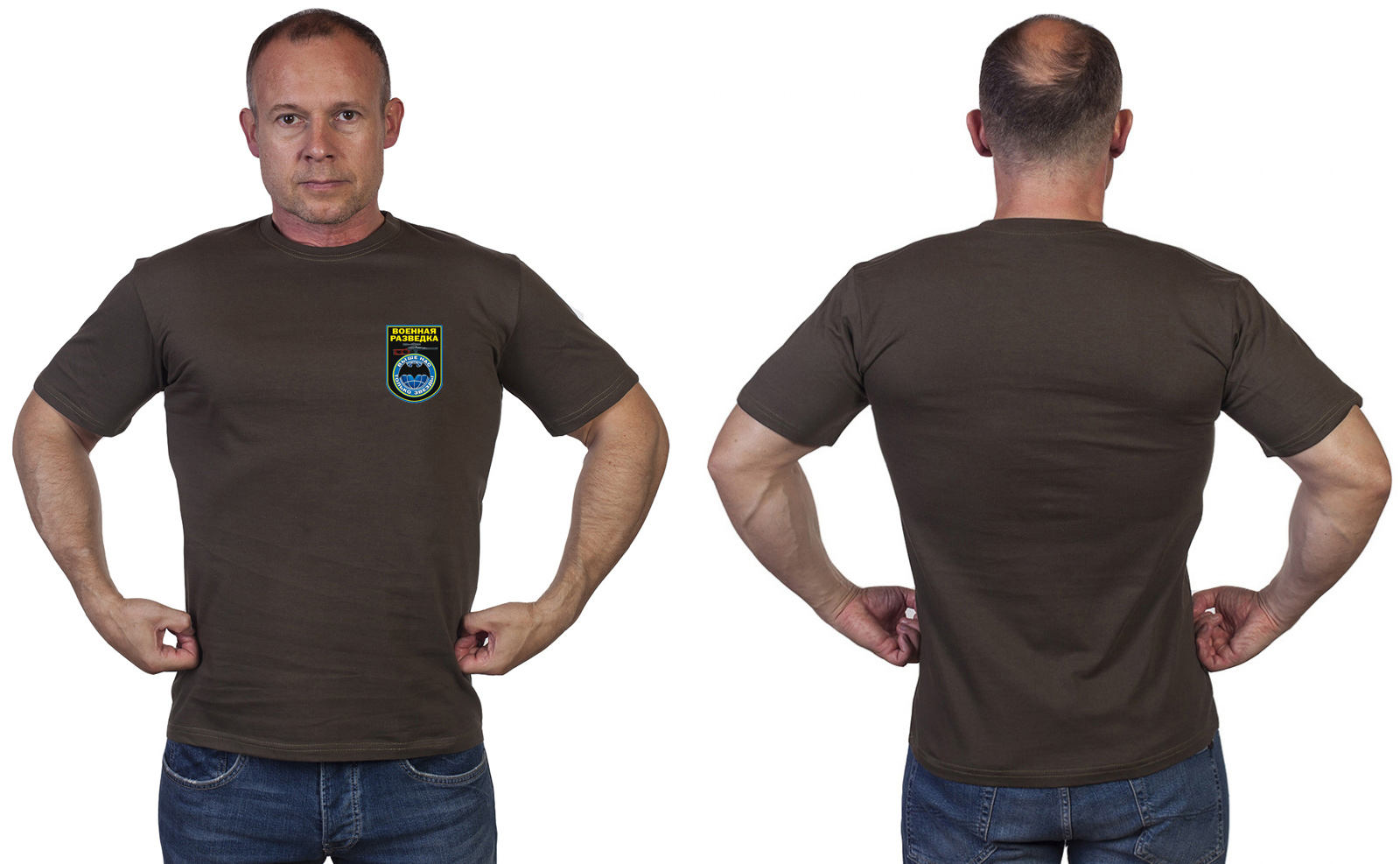 Оливковая футболка "Военная разведка" с девизом 