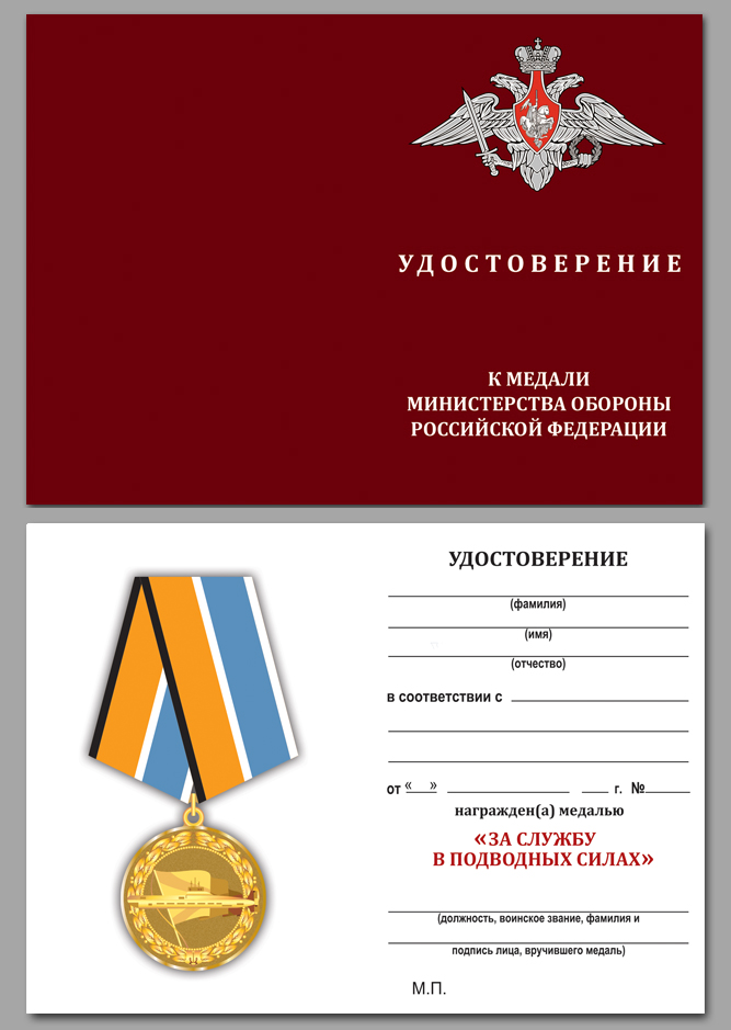 Медаль "За службу в подводных силах" Министерства Обороны РФ 