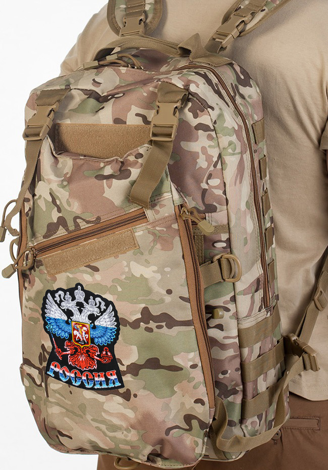 Рейдовый рюкзак камуфляж Multicam с эмблемой "Россия" 