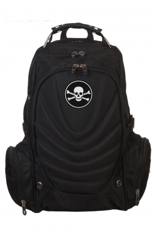 Черный надежный рюкзак с нашивкой Пиратский флаг (29 л) 