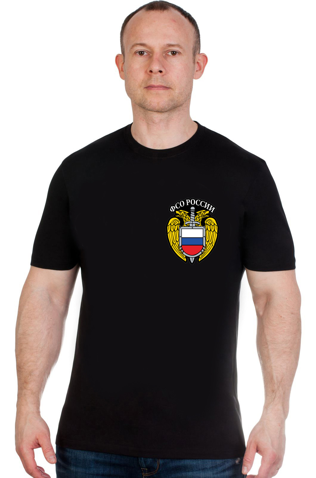 Классическая черная футболка с эмблемой ФСО 