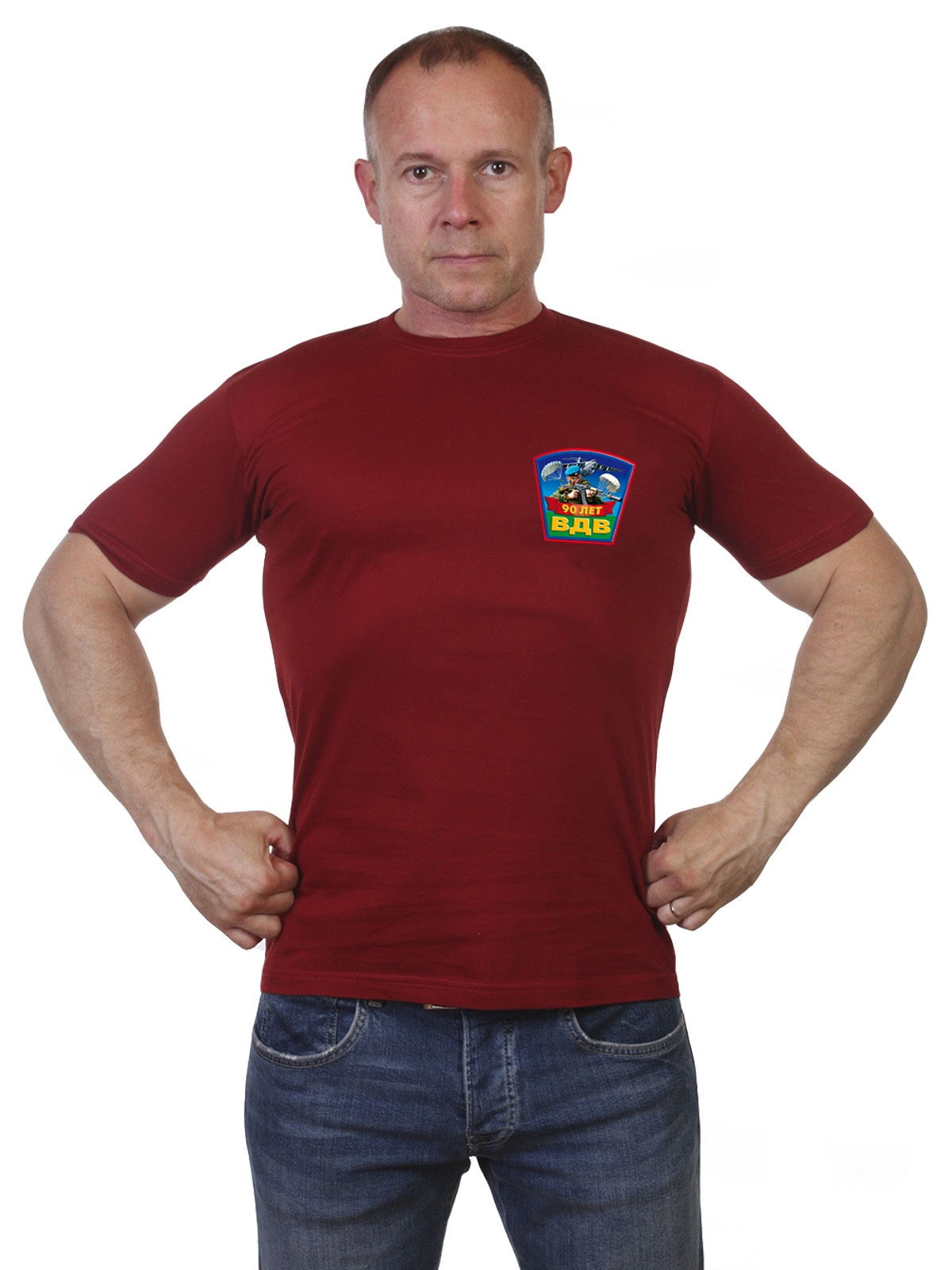 Краповая стильная футболка «90 лет ВДВ» 
