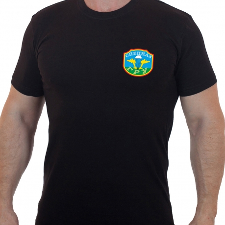 Чёрная футболка с термотрансфером "Эмблема ВДВ" 