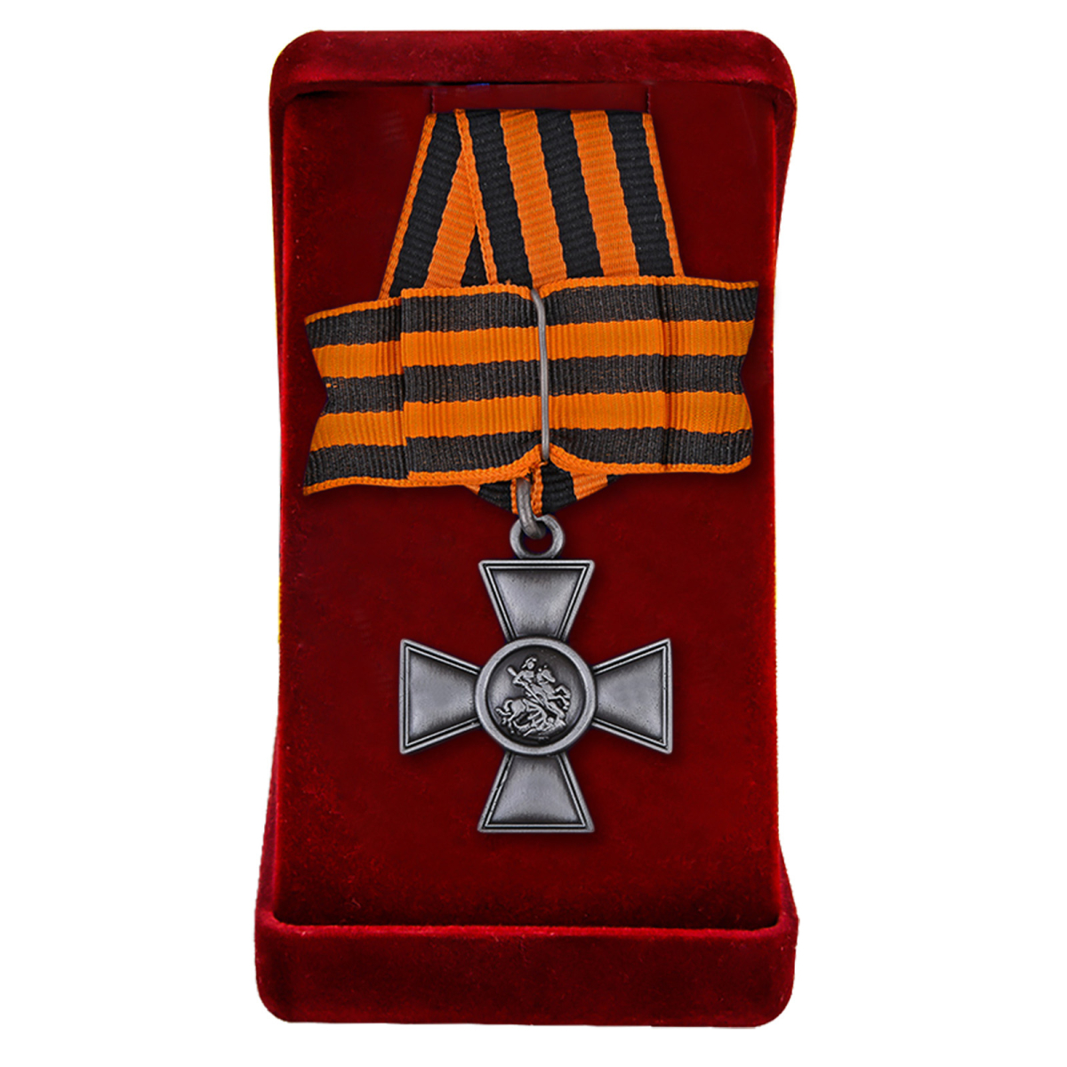 Георгиевский крест 3 степени в бархатистом футляре