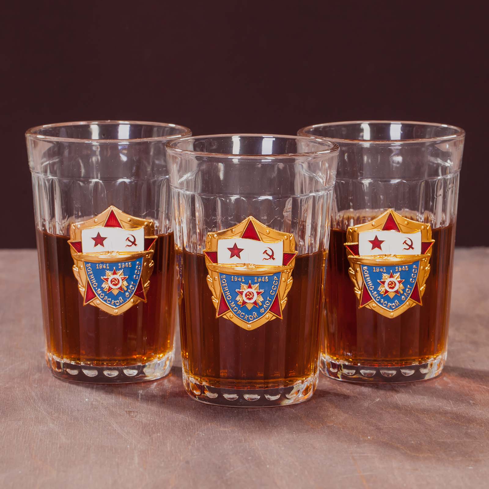 Гранёные стаканы в подарочном наборе ВМФ СССР 