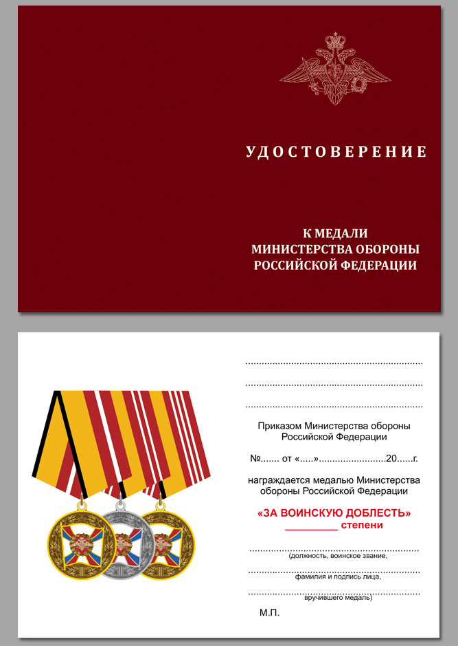 Медаль МО РФ "За воинскую доблесть" 3 степени 