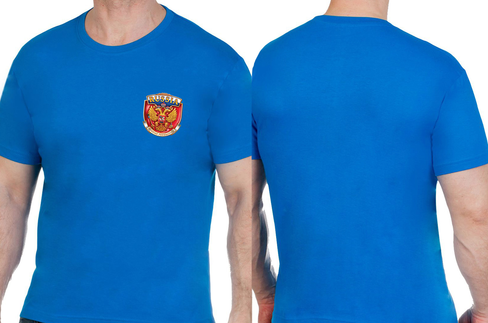 Удобная синяя футболка Россия 