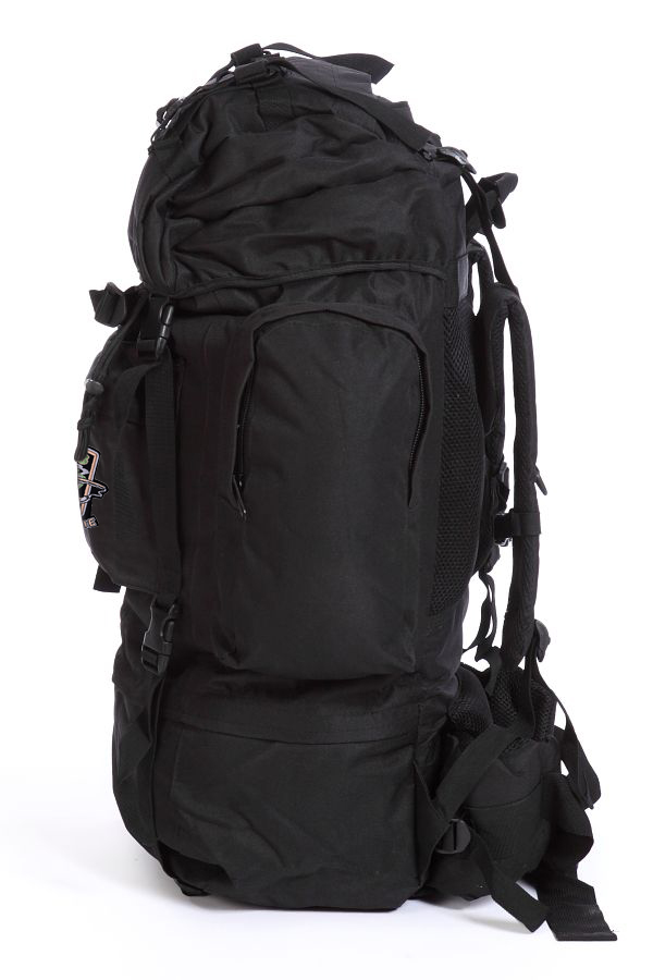 Черный вместительный рюкзак с нашивкой Охотничий Спецназ (70 л) 