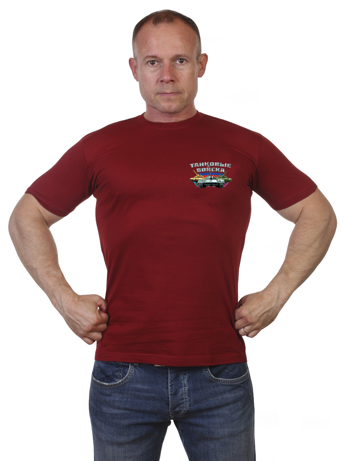 Краповая футболка с символикой Танковых войск 