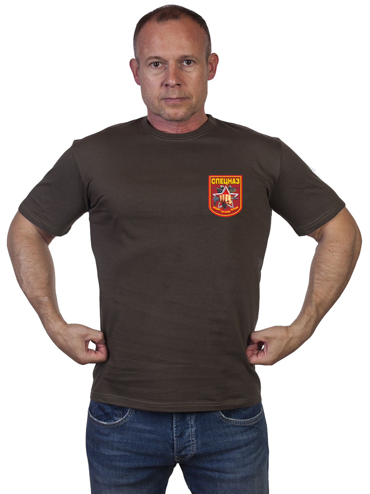 Мужская оливковая футболка с принтом Спецназа Росгвардии 