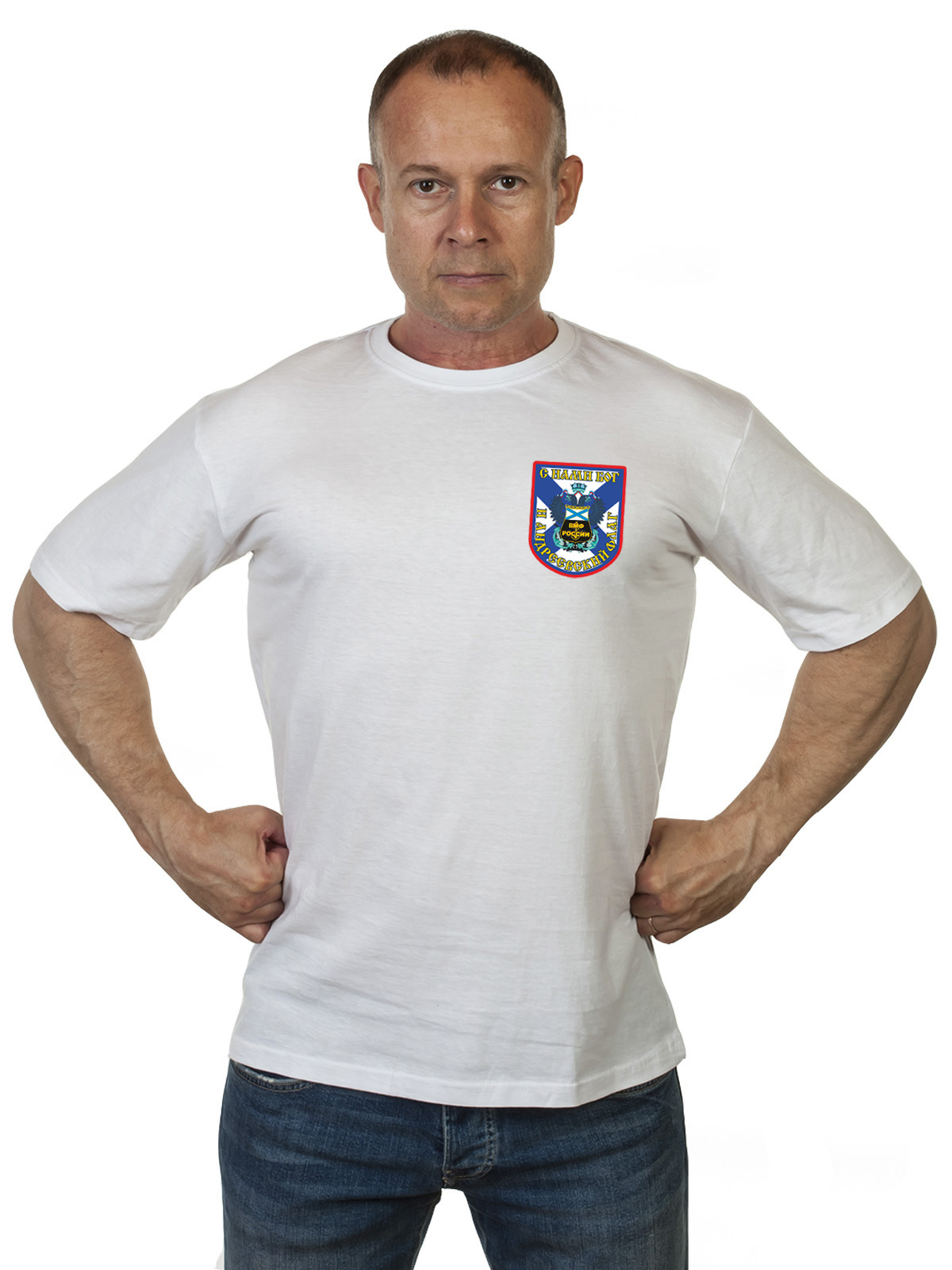 Чёрная футболка ВМФ России с девизом 