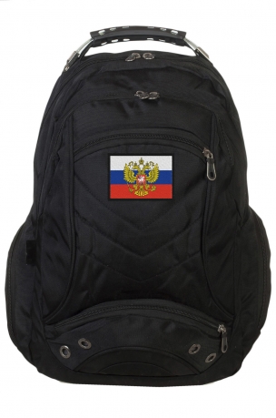Удобный черный рюкзак с патриотичной нашивкой (29 л) 