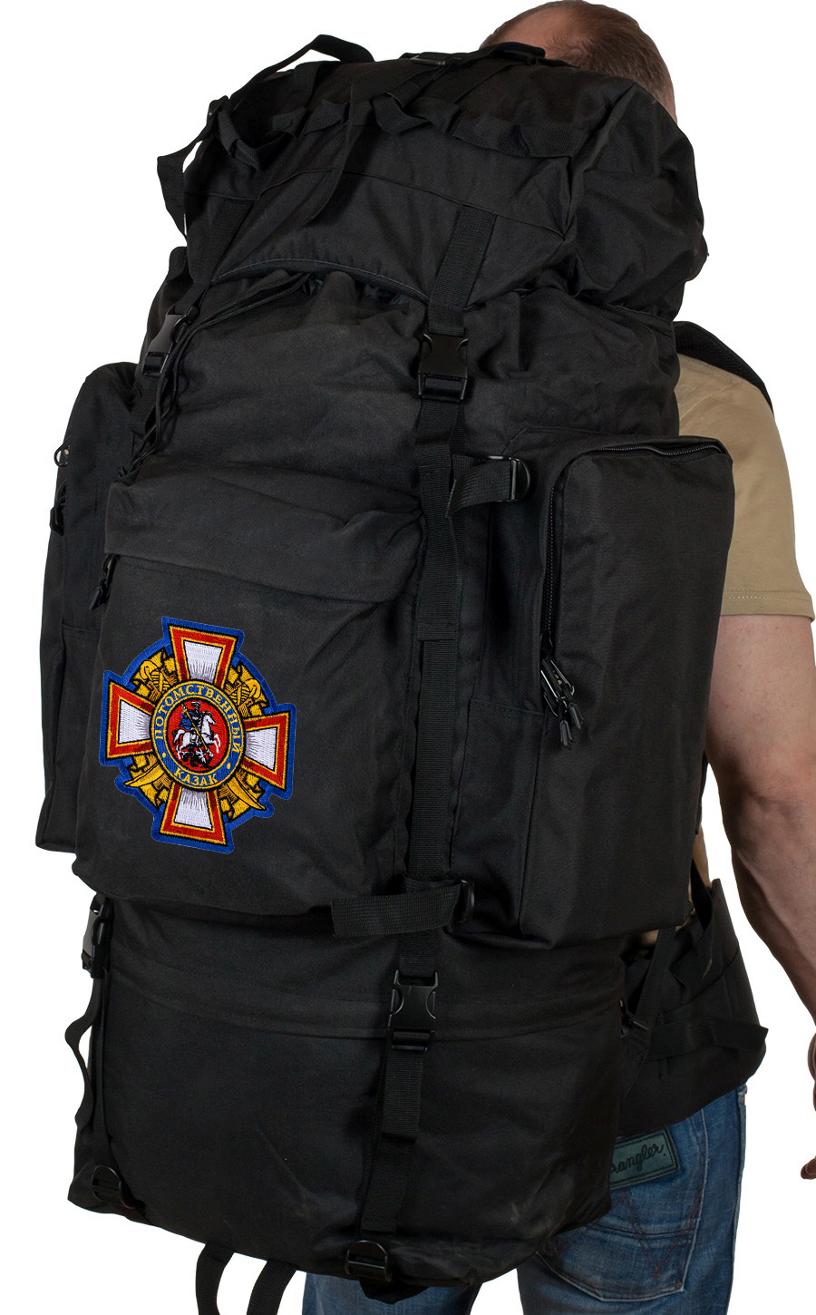 Многодневный вместительный рюкзак с нашивкой Потомственный Казак (70 л) 