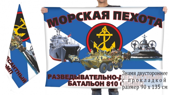 Двусторонний флаг РДБ 810 отдельной бригады морской пехоты 