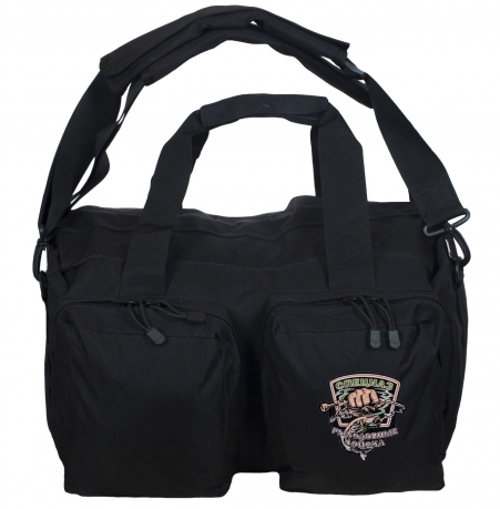Полевая черная сумка с шевроном Рыболовного спецназа (65 л) 