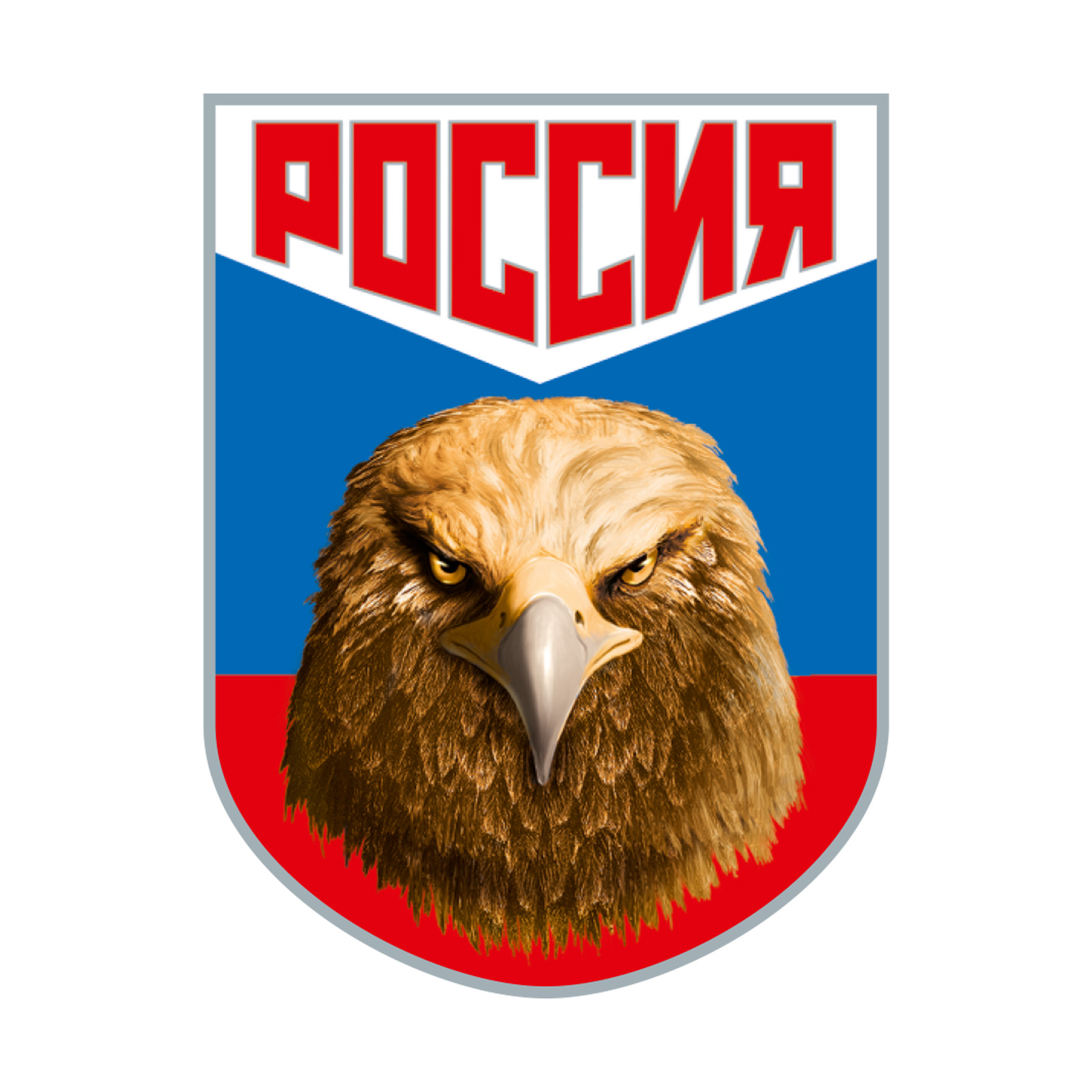 Васильковая футболка с термотрансфером "Россия" 