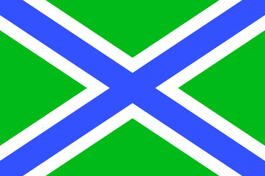 Флаг зеленый с белым крестом по диагонали фото