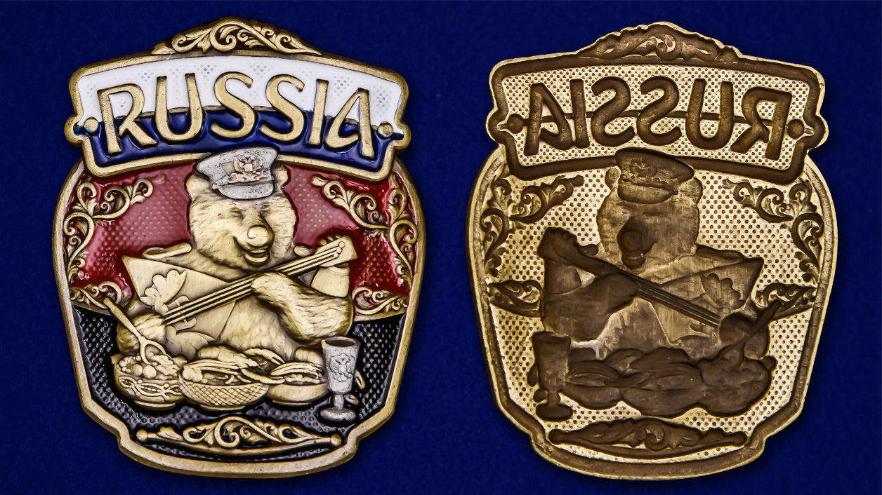 Декоративная накладка с русским медведем "RUSSIA" 