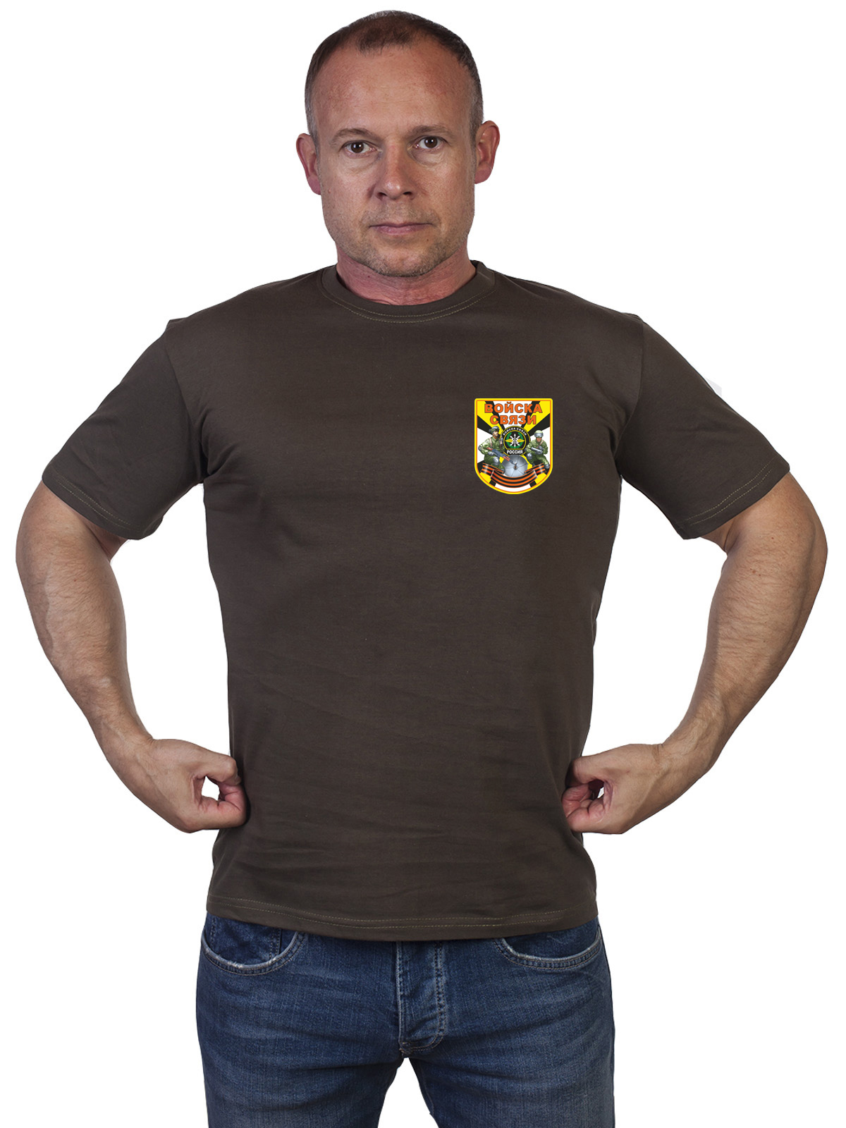 Оливковая футболка "Войска связи" 