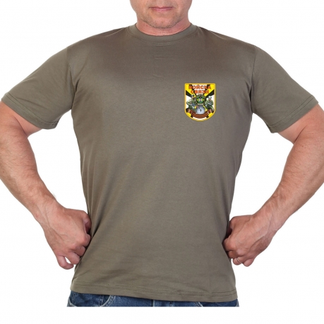 Оливковая футболка с термотрансфером "Войска связи" 
