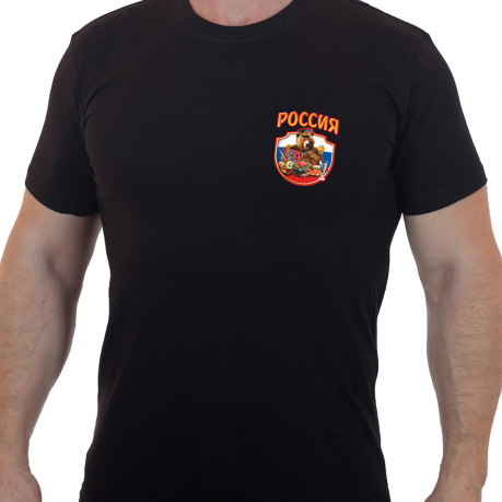 Черная футболка для мужчин Россия 