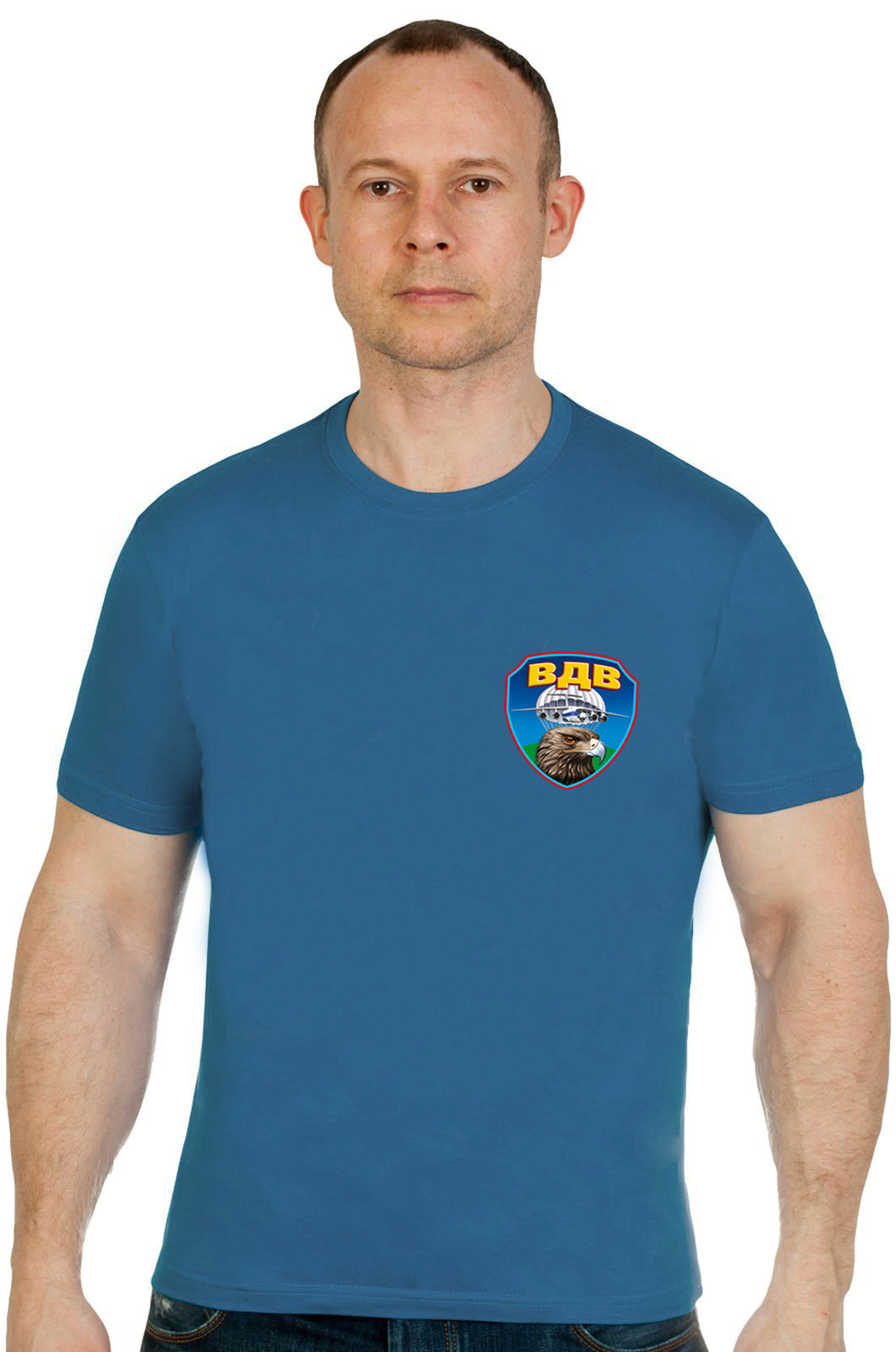 Бирюзовая футболка "ВДВ" с головой орла 