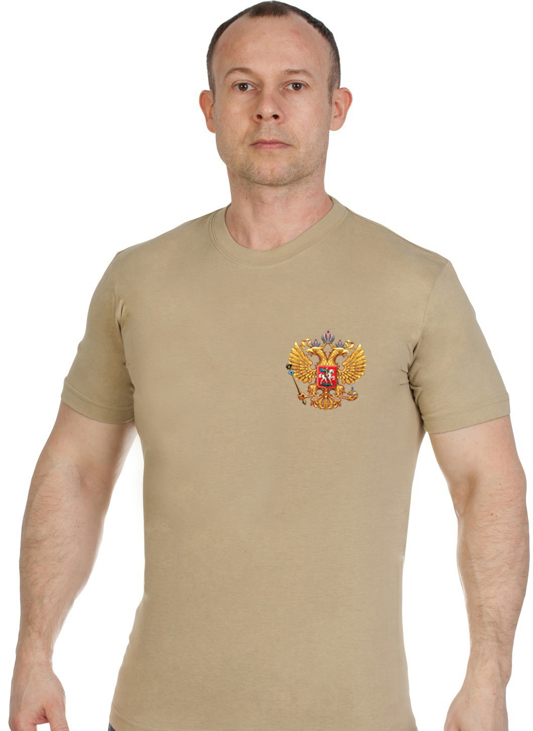 Удобная песочная футболка Россия 