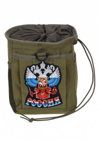 Поясная сумка для фляги хаки-олива с эмблемой "Россия"  