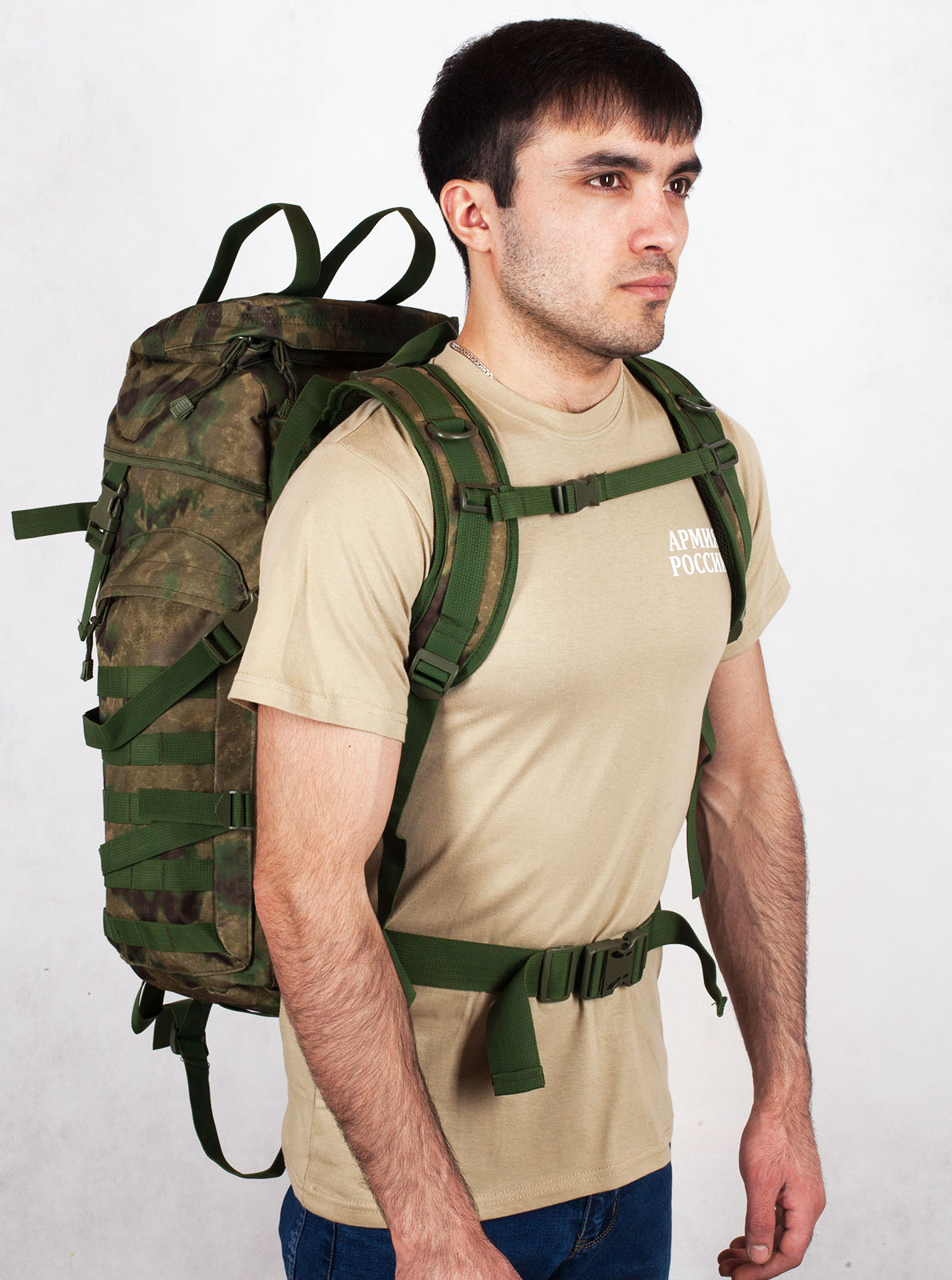 Армейский походный рюкзак камуфляж A-TACS FG с эмблемой "Россия"  