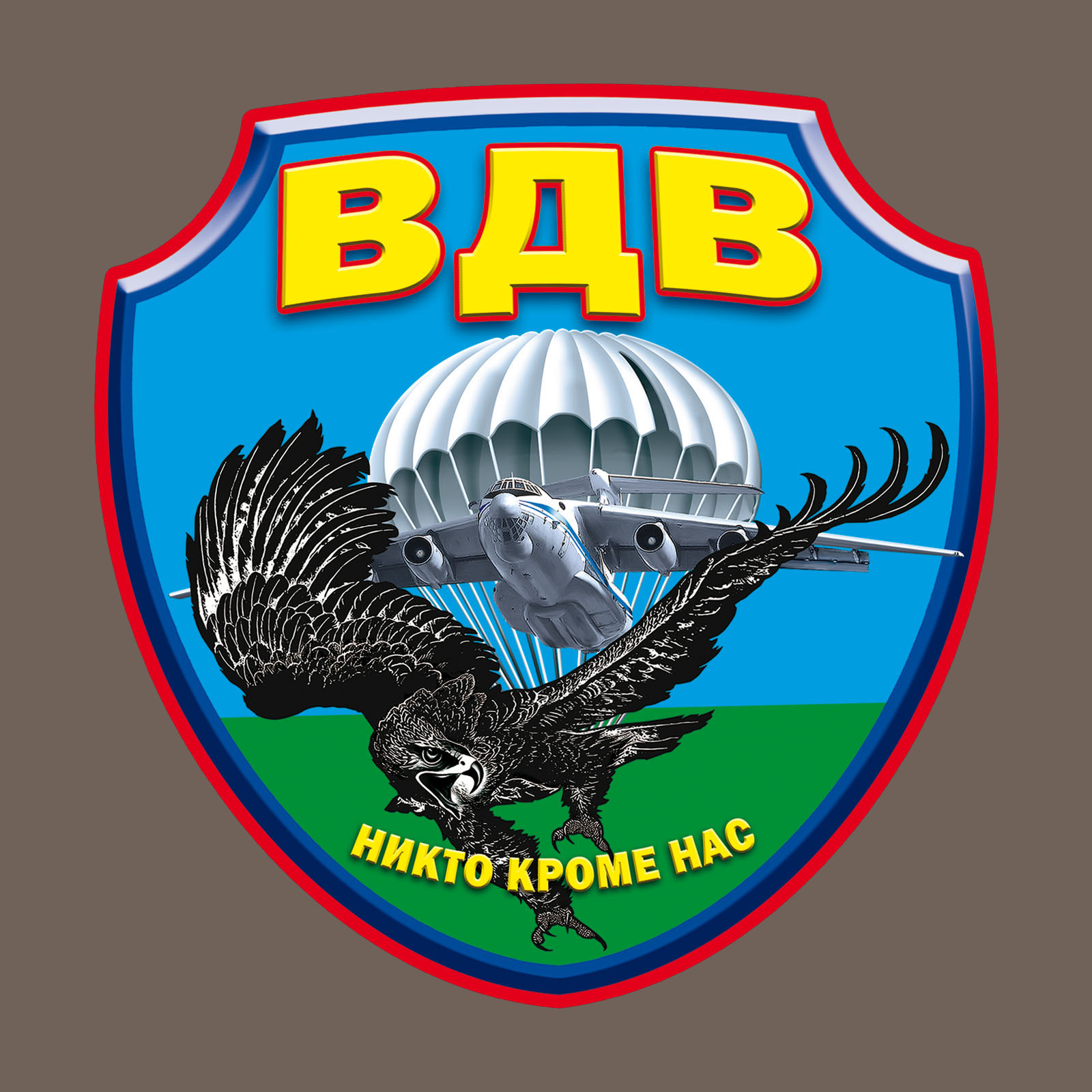 Оливковая футболка с термотрансфером Воздушно-десантных войск 
