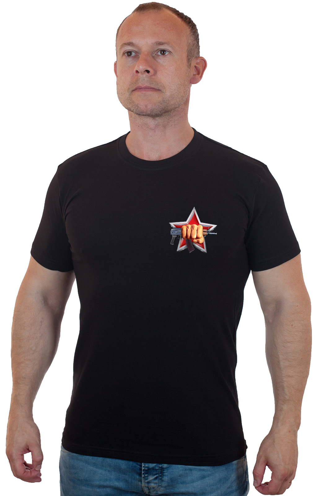 Хлопковая черная футболка Спецназ ВВ РФ 