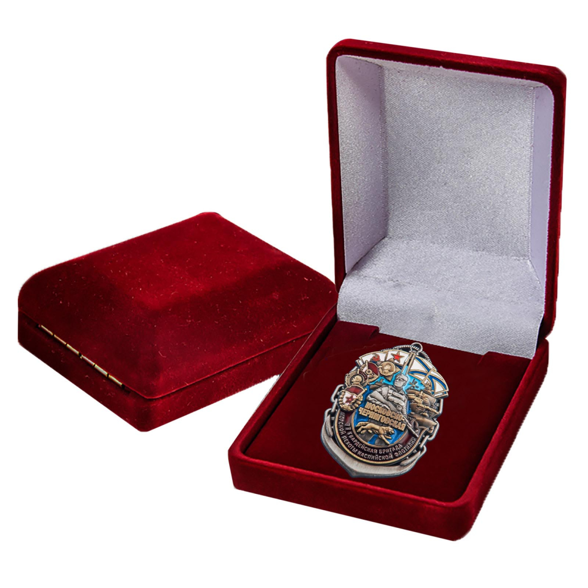 Знак 77-я Московско-Черниговская ОБрМП в бархатистом футляре