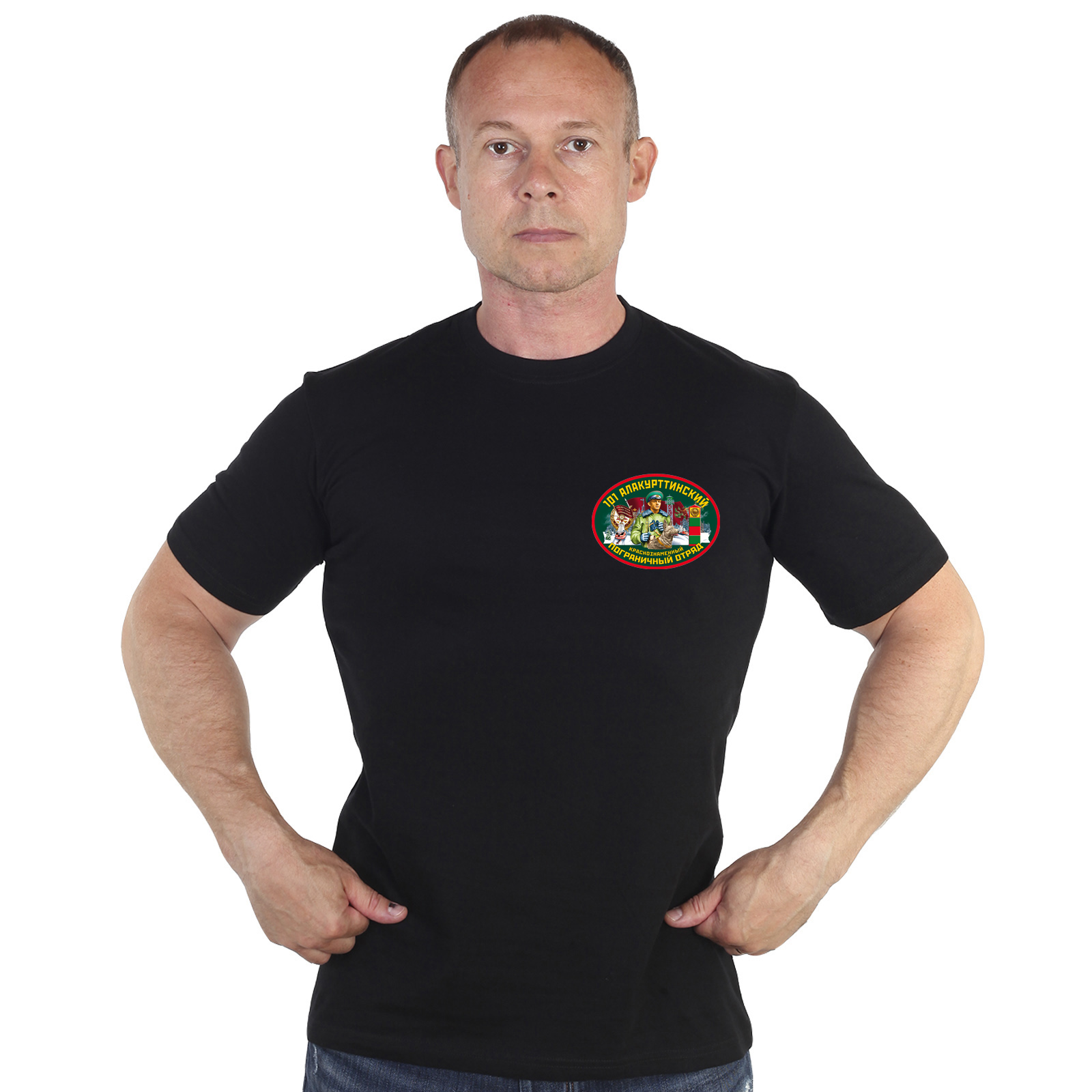 Чёрная футболка "101 Алакурттинский пограничный отряд" 