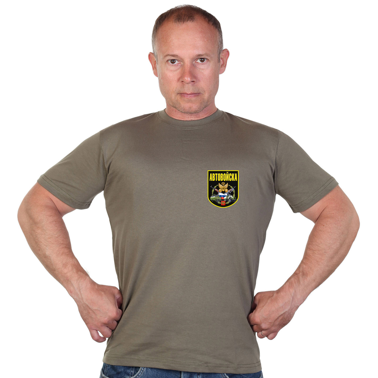Краповая футболка с термотрансфером "Автовойска" 