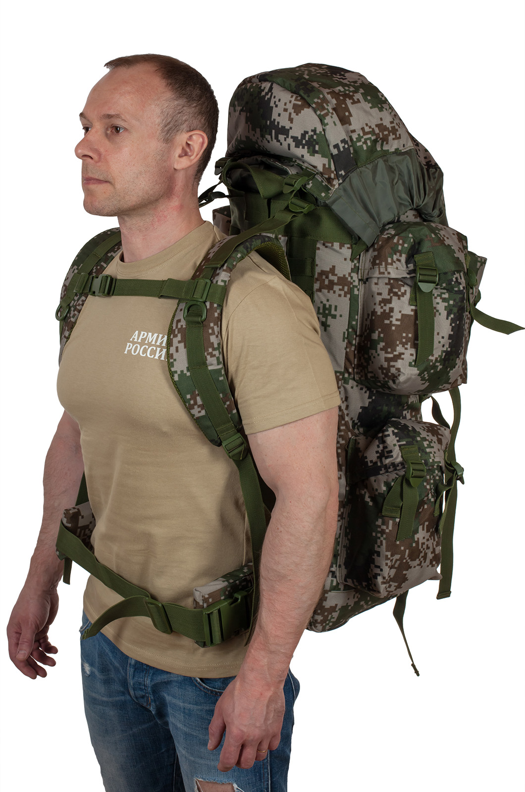 Эргономичный вместительный рюкзак с нашивкой Охотничий Спецназ (90 л) 
