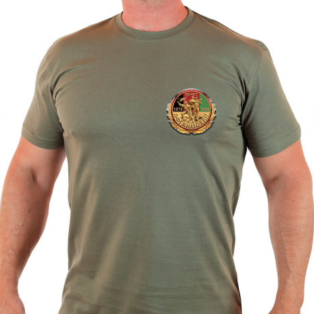 Мужская милитари футболка с юбилейным шевроном АФГАНИСТАН. 
