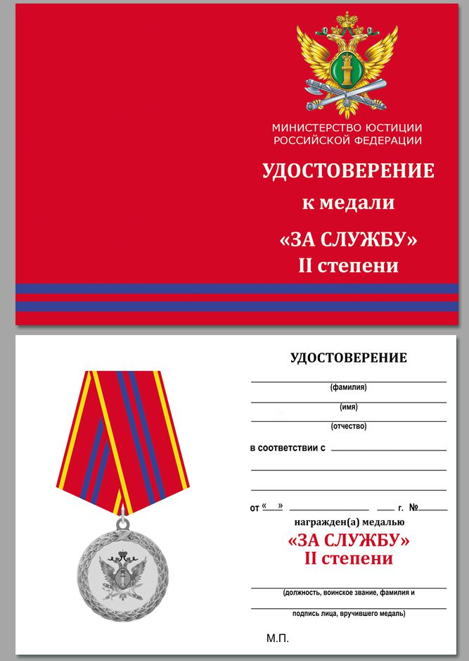 Ведомственная медаль Минюста "За службу" (2 степень) 
