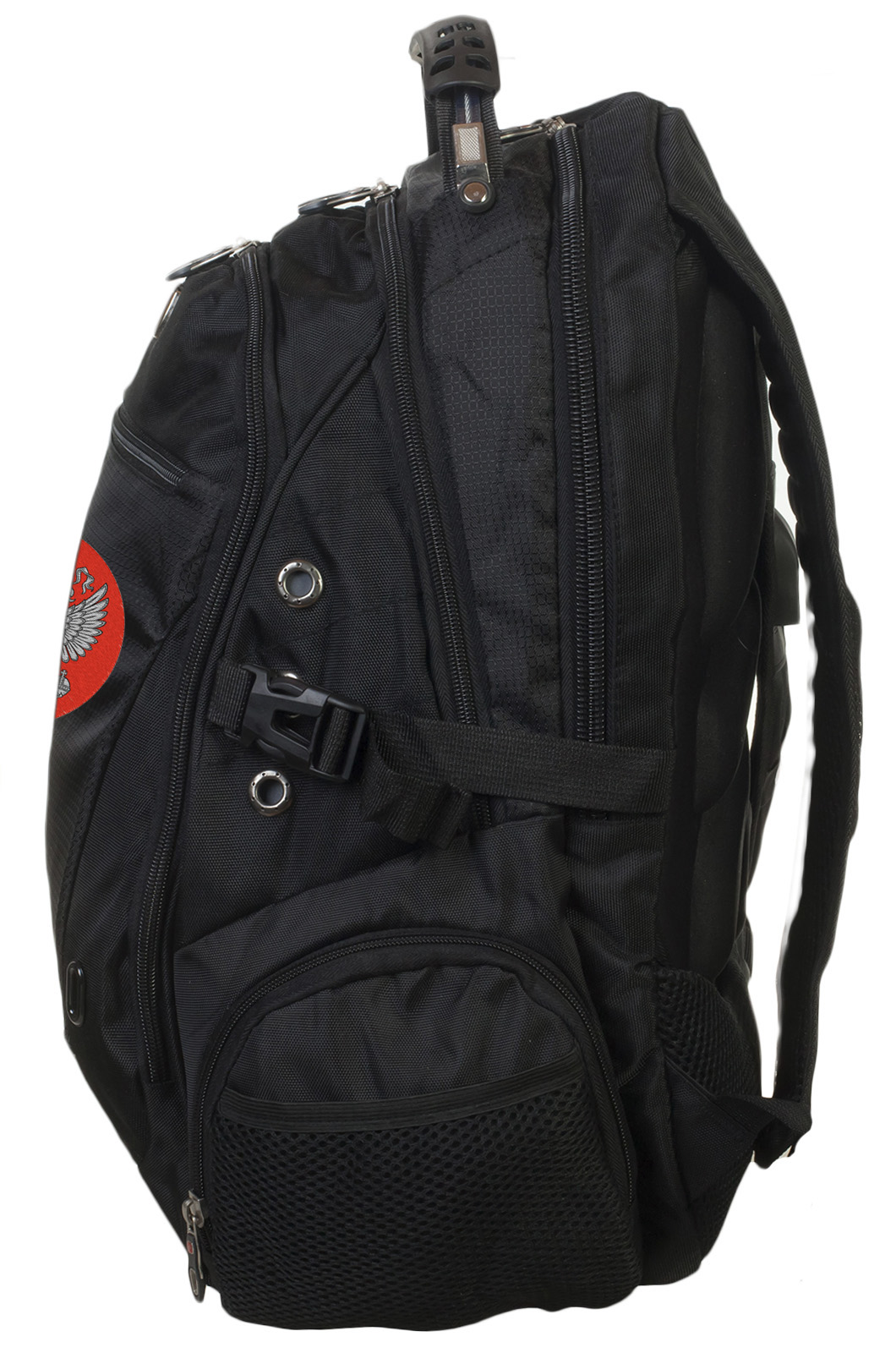 Модный черный рюкзак с нашивкой Герб России (29 л) 