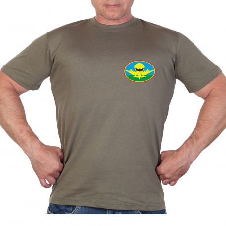 Оливковая футболка с термотрансфером-эмблемой разведки ВДВ 