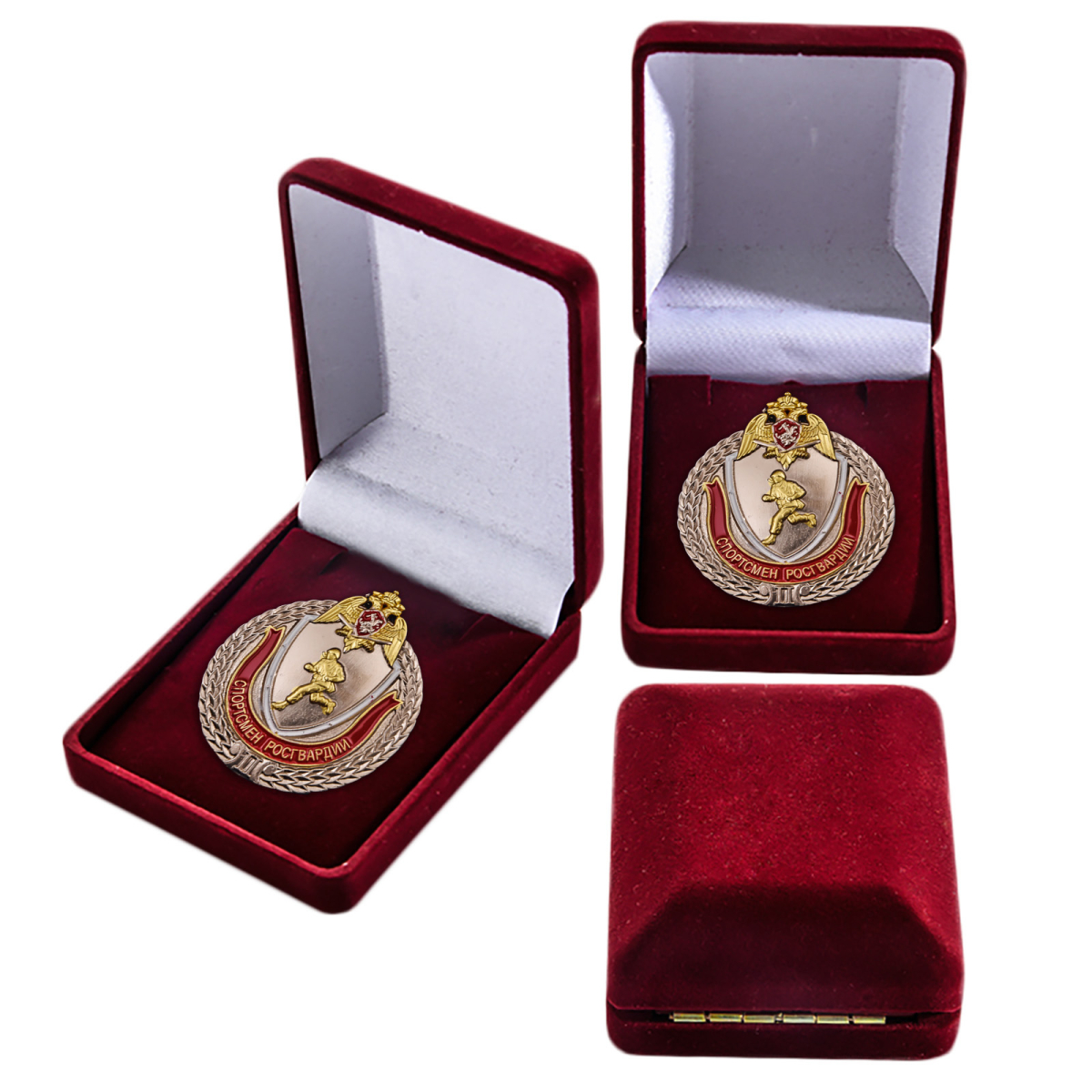 Знак "Спортсмен Росгвардии" 2 степени в бархатистом футляре
